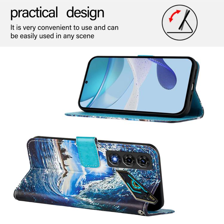 For ZTE nubia Neo 5 5G Colored Drawing Pattern Plain Weave Leather Phone Case