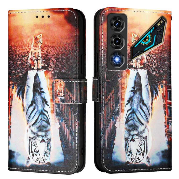 For ZTE nubia Neo 5 5G Colored Drawing Pattern Plain Weave Leather Phone Case