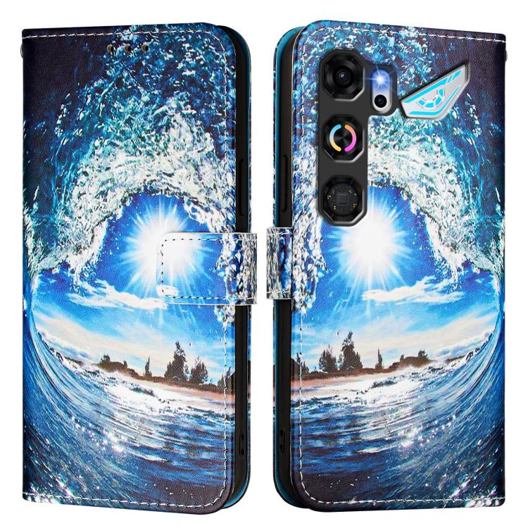For ZTE nubia Neo 5 GT 5G Colored Drawing Pattern Plain Weave Leather Phone Case