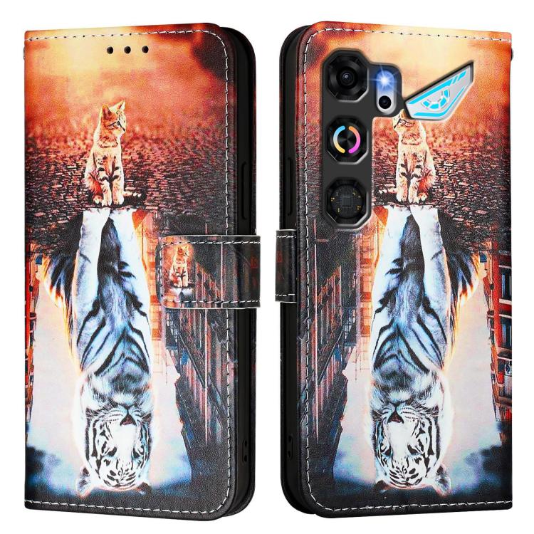 For ZTE nubia Neo 5 GT 5G Colored Drawing Pattern Plain Weave Leather Phone Case