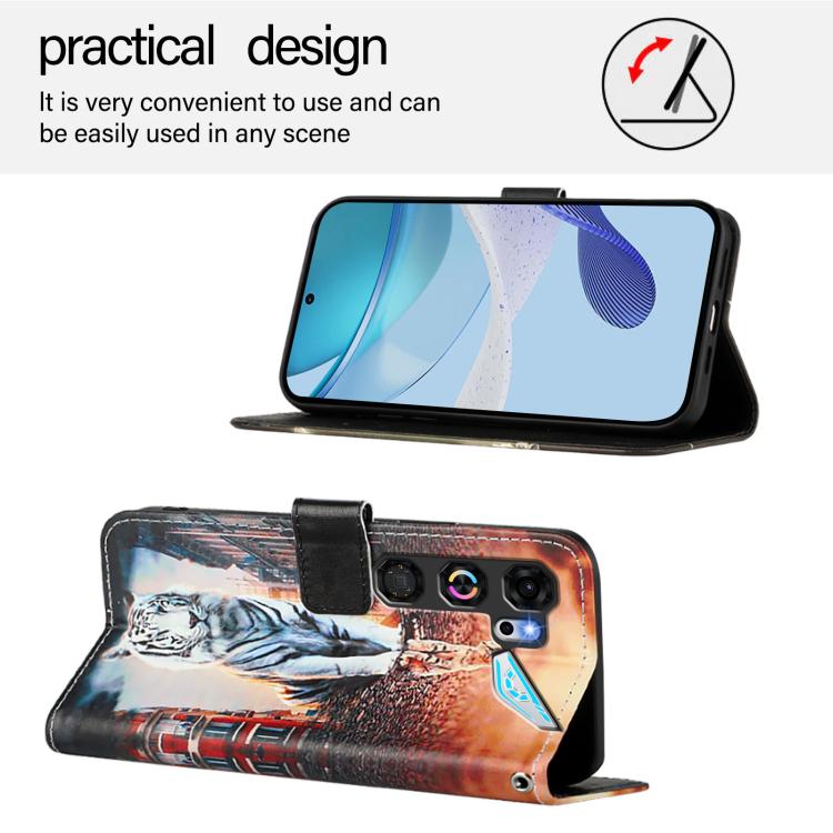 For ZTE nubia Neo 5 GT 5G Colored Drawing Pattern Plain Weave Leather Phone Case