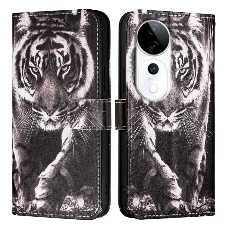 For vivo S19 Pro   Colored Drawing Pattern Plain Weave Leather Phone Case