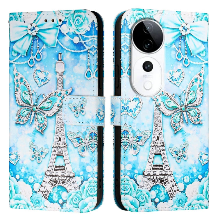 For vivo S19 Pro   Colored Drawing Pattern Plain Weave Leather Phone Case