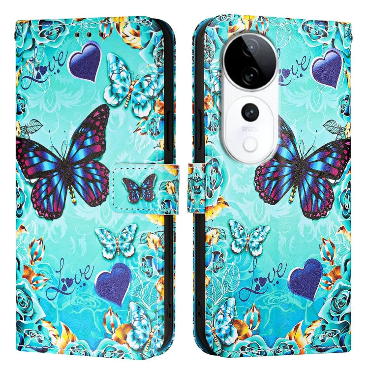 For vivo S19 Pro   Colored Drawing Pattern Plain Weave Leather Phone Case