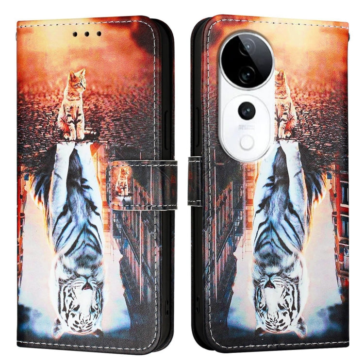 For vivo S19 Pro   Colored Drawing Pattern Plain Weave Leather Phone Case