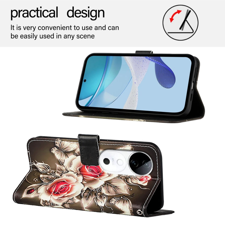 For vivo S19 Colored Drawing Pattern Plain Weave Leather Phone Case