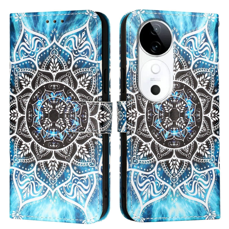 For vivo S19 Colored Drawing Pattern Plain Weave Leather Phone Case