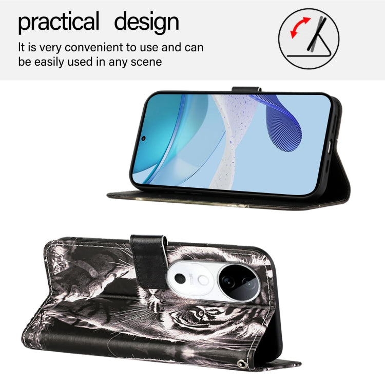For vivo S19 Colored Drawing Pattern Plain Weave Leather Phone Case