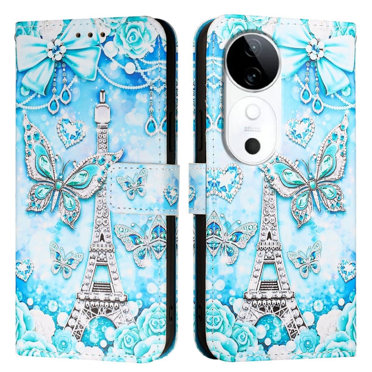 For vivo S19 Colored Drawing Pattern Plain Weave Leather Phone Case