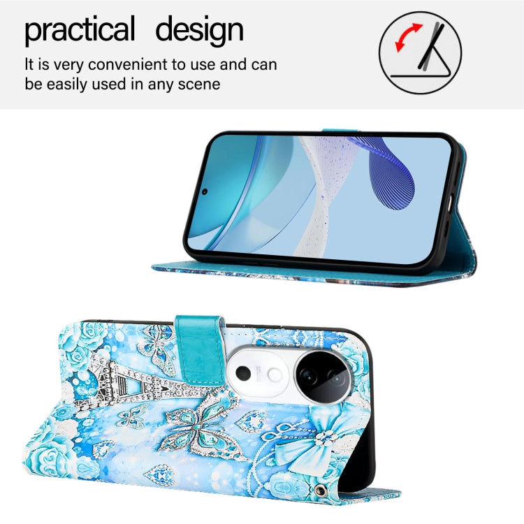 For vivo S19 Colored Drawing Pattern Plain Weave Leather Phone Case