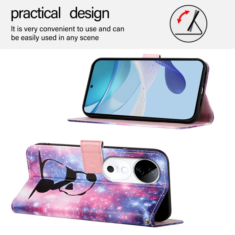 For vivo S19 Colored Drawing Pattern Plain Weave Leather Phone Case