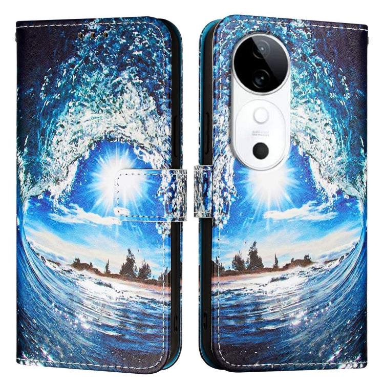 For vivo S19 Colored Drawing Pattern Plain Weave Leather Phone Case
