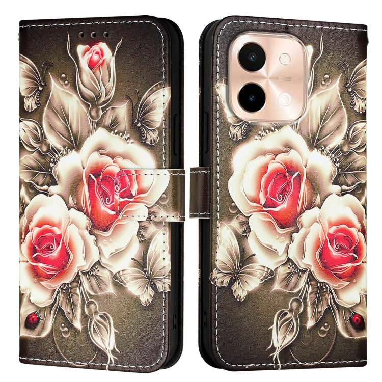 For vivo Y28 4G Colored Drawing Pattern Plain Weave Leather Phone Case