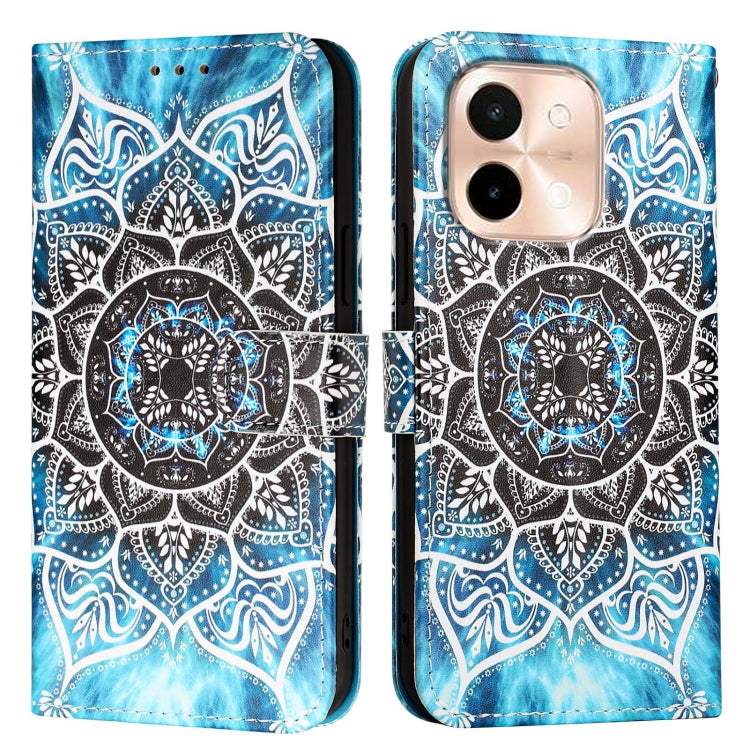For vivo Y28 4G Colored Drawing Pattern Plain Weave Leather Phone Case