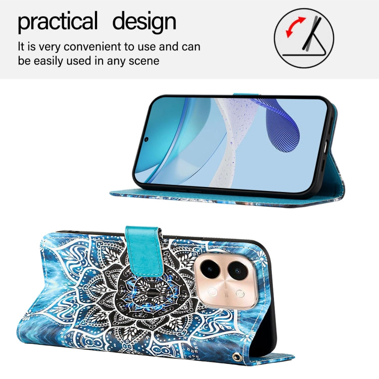 For vivo Y28 4G Colored Drawing Pattern Plain Weave Leather Phone Case