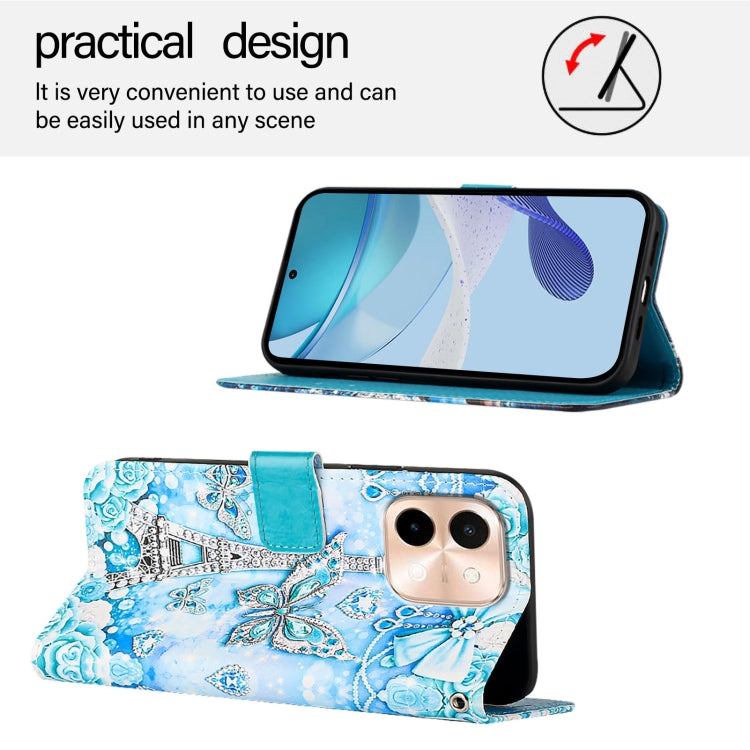 For vivo Y28 4G Colored Drawing Pattern Plain Weave Leather Phone Case