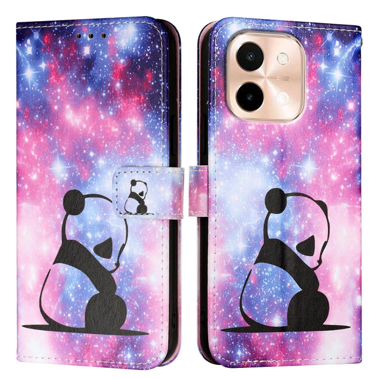 For vivo Y28 4G Colored Drawing Pattern Plain Weave Leather Phone Case