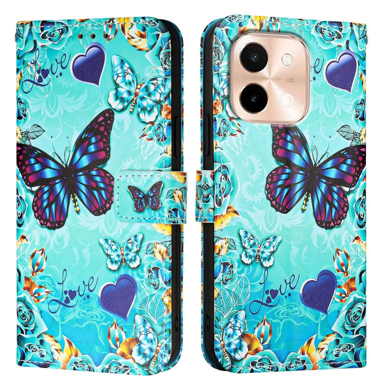 For vivo Y28 4G Colored Drawing Pattern Plain Weave Leather Phone Case