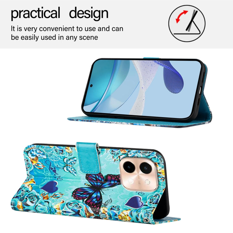 For vivo Y28 4G Colored Drawing Pattern Plain Weave Leather Phone Case