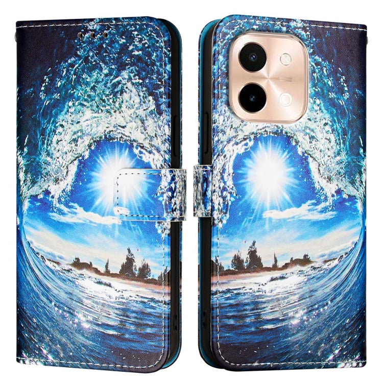 For vivo Y28 4G Colored Drawing Pattern Plain Weave Leather Phone Case