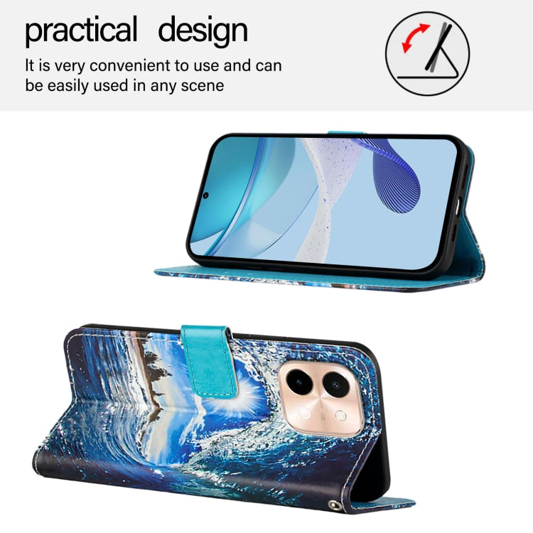 For vivo Y28 4G Colored Drawing Pattern Plain Weave Leather Phone Case