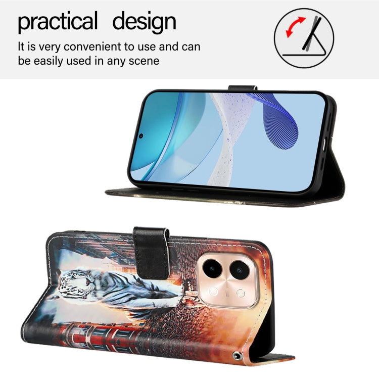 For vivo Y28 4G Colored Drawing Pattern Plain Weave Leather Phone Case