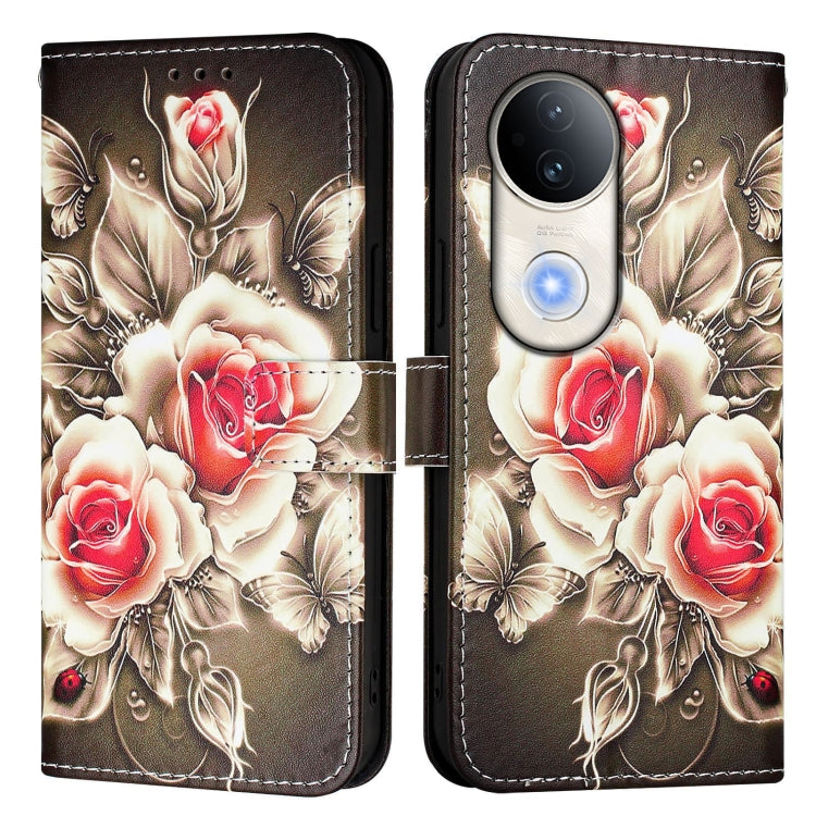 For vivo S20 Colored Drawing Pattern Plain Weave Leather Phone Case