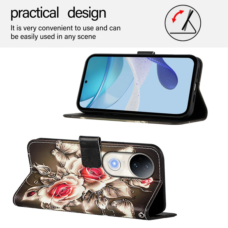 For vivo S20 Colored Drawing Pattern Plain Weave Leather Phone Case