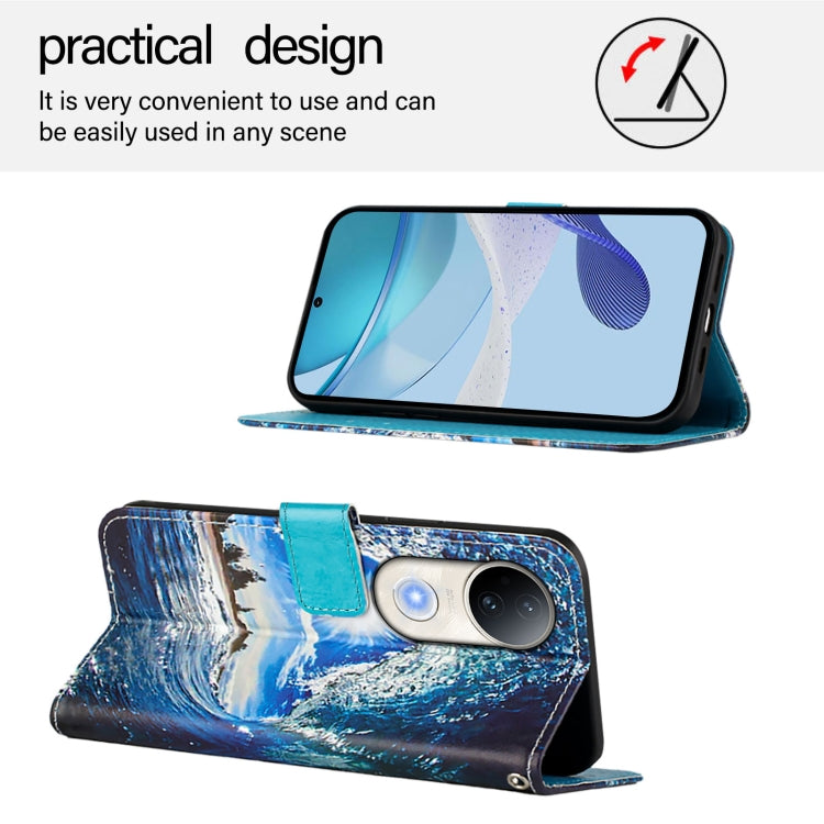 For vivo S20 Colored Drawing Pattern Plain Weave Leather Phone Case