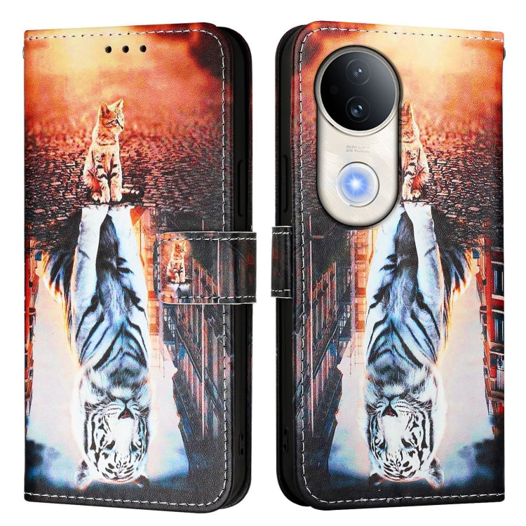 For vivo S20 Colored Drawing Pattern Plain Weave Leather Phone Case
