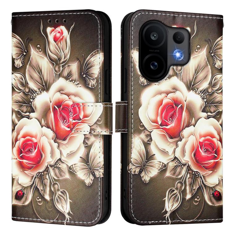 For vivo S30 Colored Drawing Pattern Plain Weave Leather Phone Case