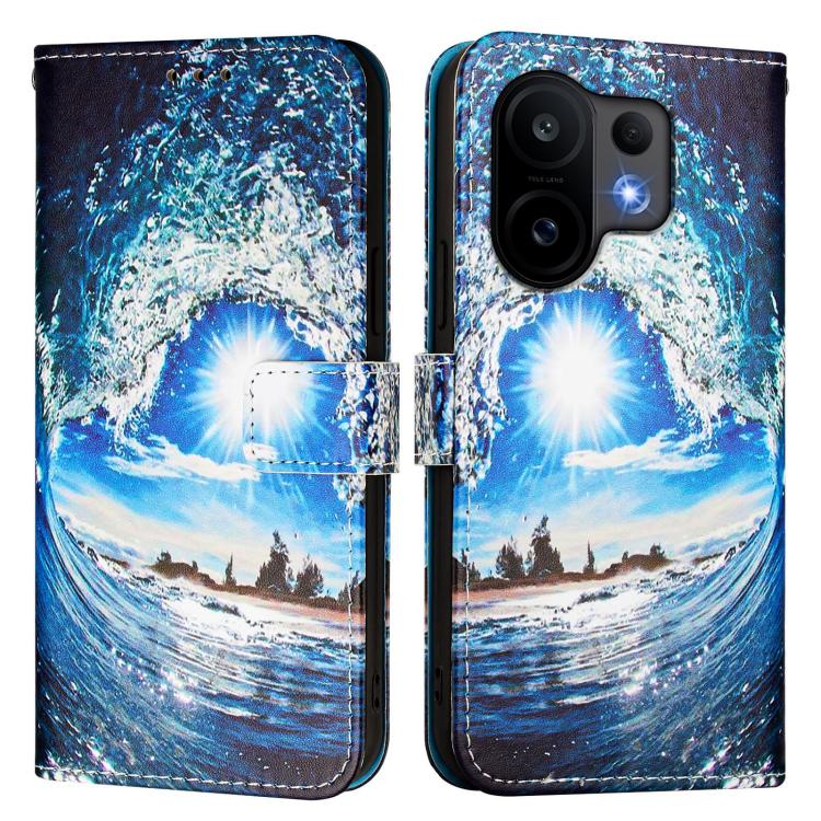 For vivo S30 Colored Drawing Pattern Plain Weave Leather Phone Case
