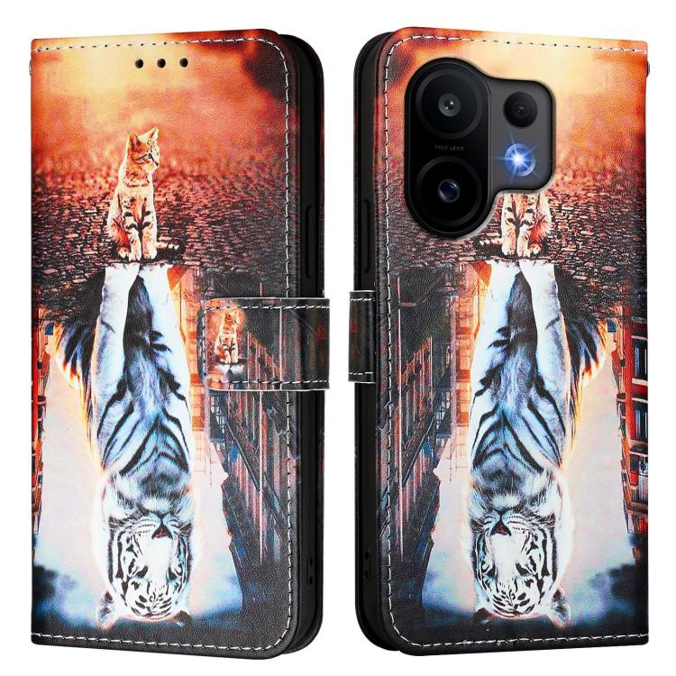 For vivo S30 Colored Drawing Pattern Plain Weave Leather Phone Case