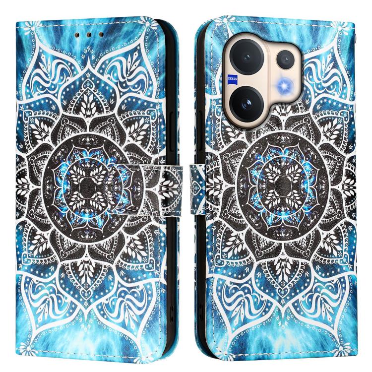 For vivo V60 5G Colored Drawing Pattern Plain Weave Leather Phone Case