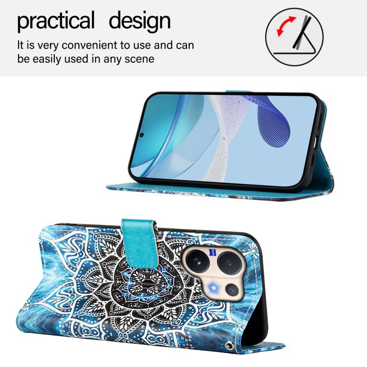 For vivo V60 5G Colored Drawing Pattern Plain Weave Leather Phone Case