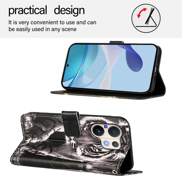 For vivo V60 5G Colored Drawing Pattern Plain Weave Leather Phone Case