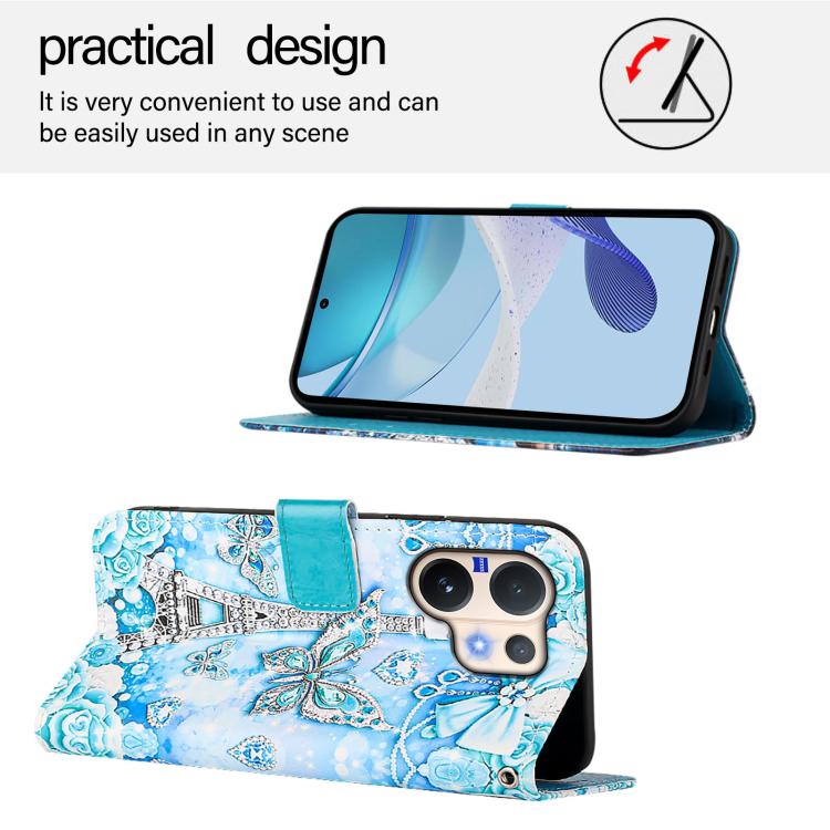 For vivo V60 5G Colored Drawing Pattern Plain Weave Leather Phone Case