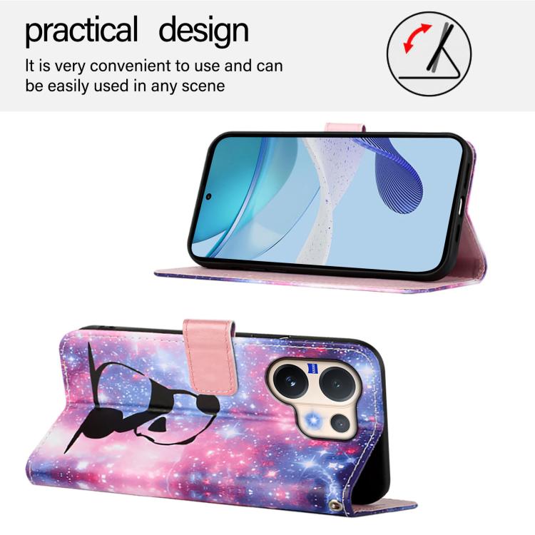 For vivo V60 5G Colored Drawing Pattern Plain Weave Leather Phone Case