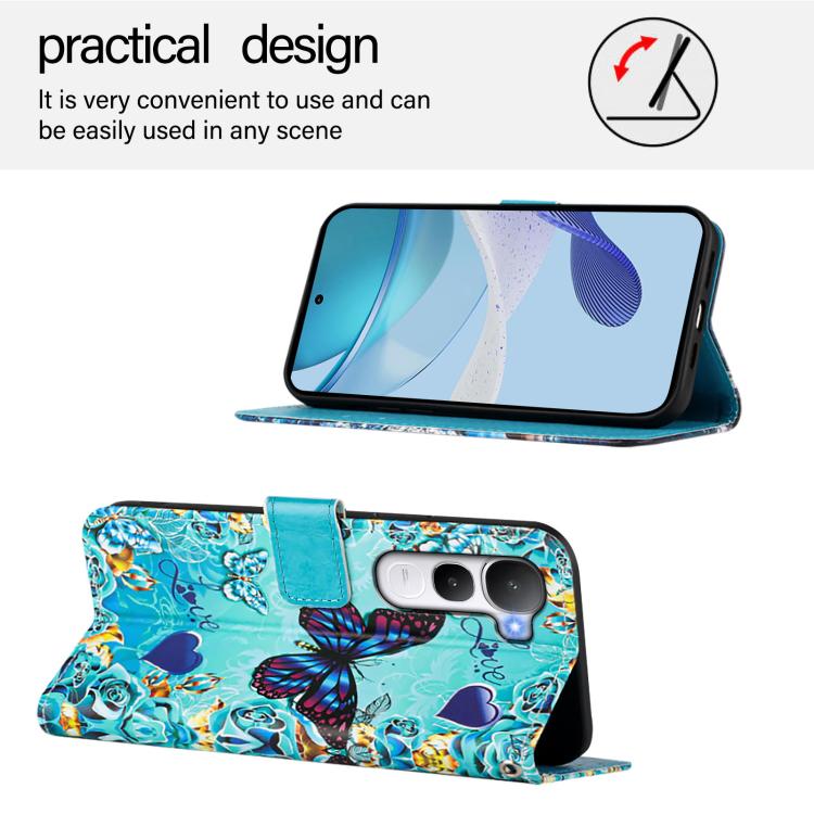 For vivo Y400 5G Colored Drawing Pattern Plain Weave Leather Phone Case