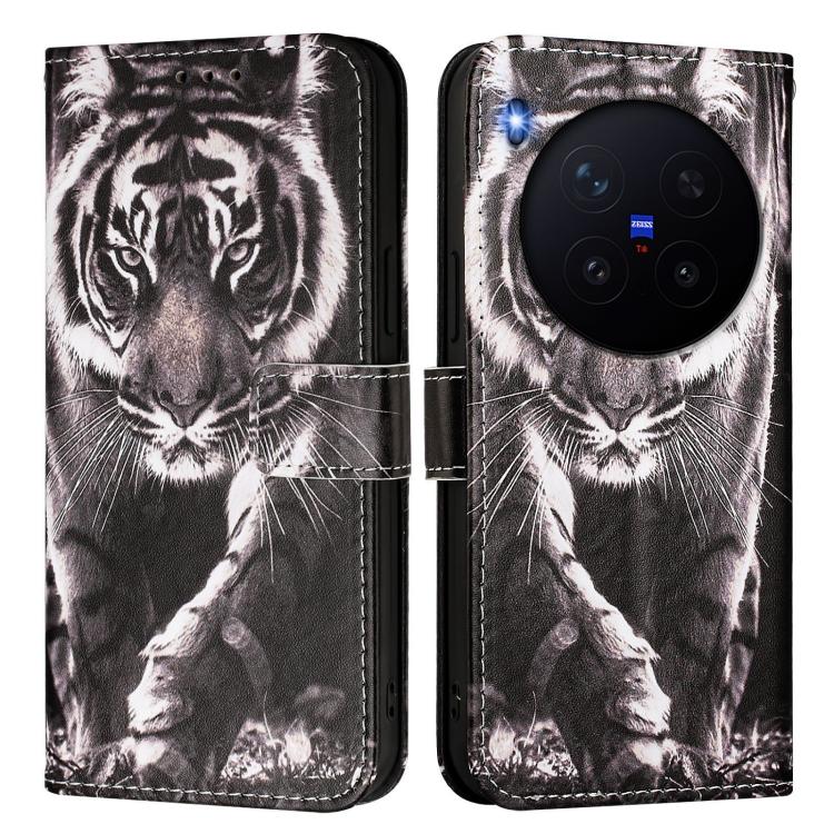 For vivo X300 Pro Colored Drawing Pattern Plain Weave Leather Phone Case