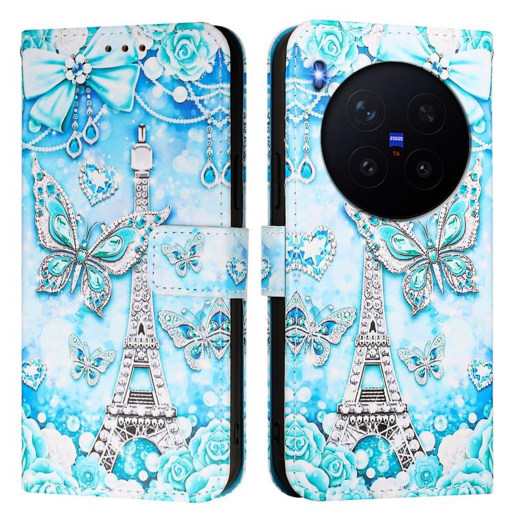 For vivo X300 Pro Colored Drawing Pattern Plain Weave Leather Phone Case