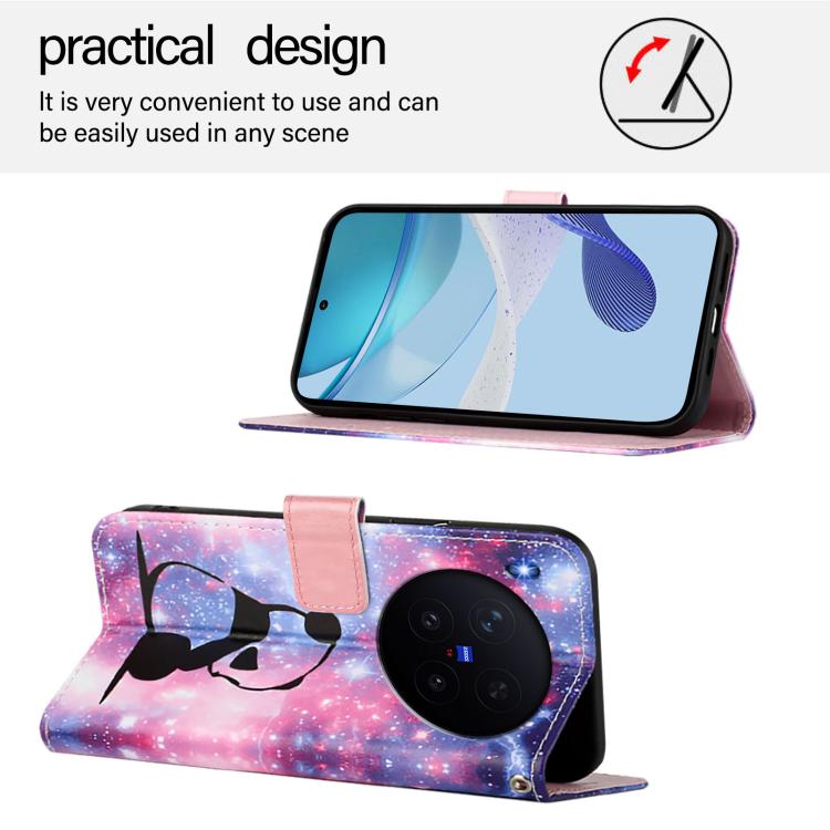 For vivo X300 Pro Colored Drawing Pattern Plain Weave Leather Phone Case