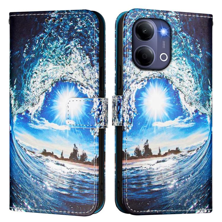 For vivo Y21 5G 2026 / Y05 4G Colored Drawing Pattern Plain Weave Leather Phone Case