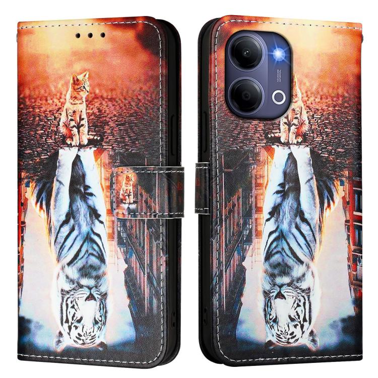For vivo Y21 5G 2026 / Y05 4G Colored Drawing Pattern Plain Weave Leather Phone Case