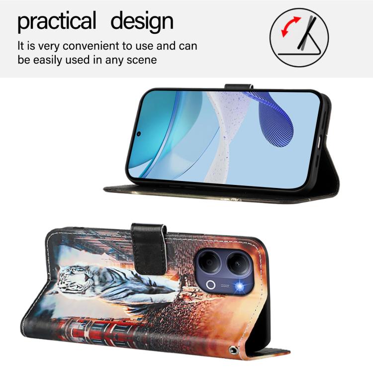 For vivo Y21 5G 2026 / Y05 4G Colored Drawing Pattern Plain Weave Leather Phone Case