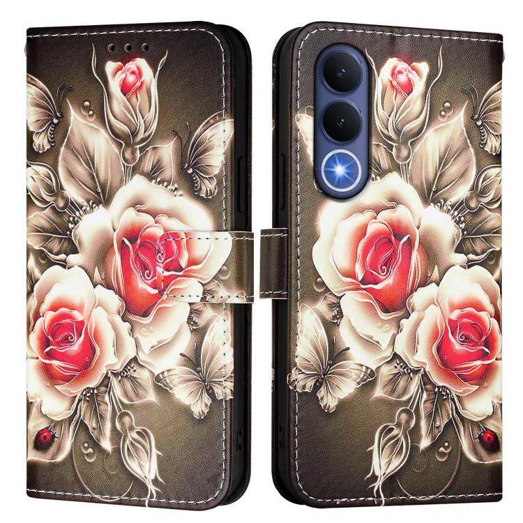 For vivo V70 FE 5G Colored Drawing Pattern Plain Weave Leather Phone Case