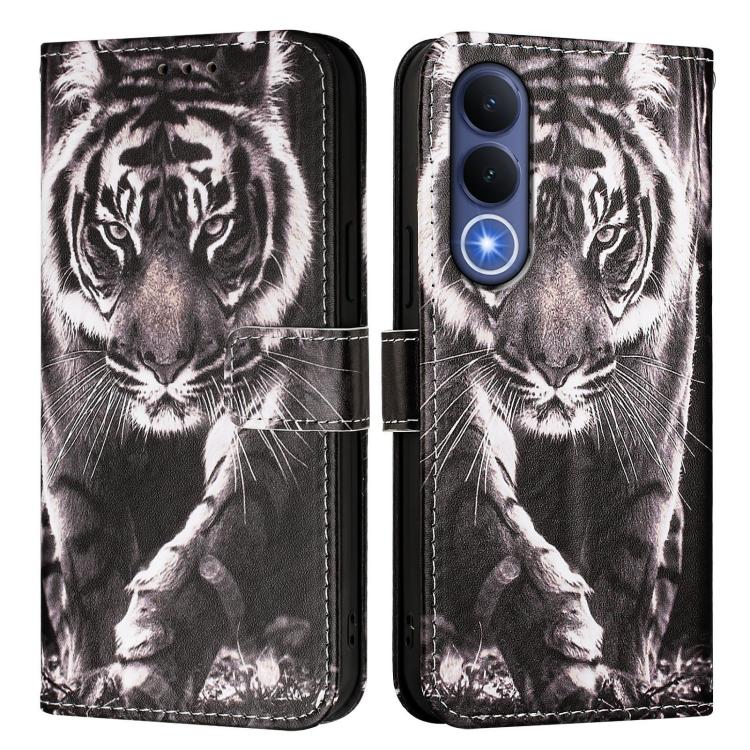 For vivo V70 FE 5G Colored Drawing Pattern Plain Weave Leather Phone Case
