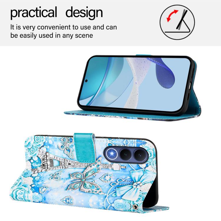 For vivo V70 FE 5G Colored Drawing Pattern Plain Weave Leather Phone Case