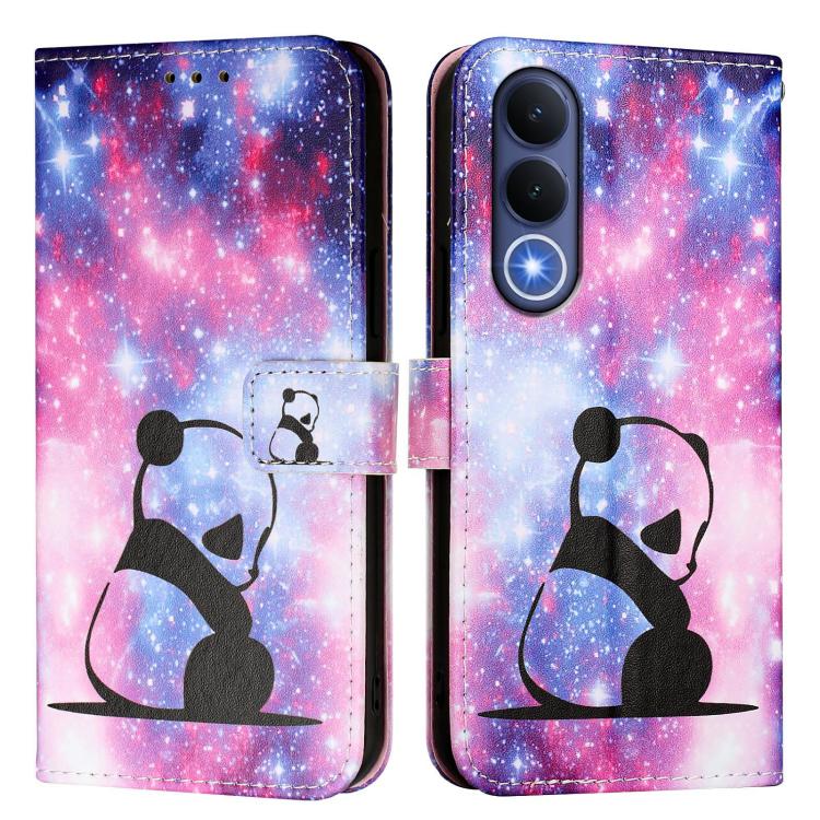 For vivo V70 FE 5G Colored Drawing Pattern Plain Weave Leather Phone Case