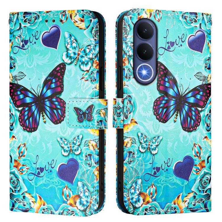 For vivo V70 FE 5G Colored Drawing Pattern Plain Weave Leather Phone Case
